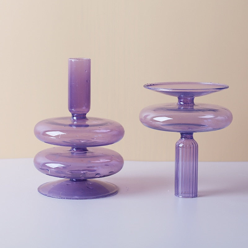 Vivolux | Lila Kerzenständer aus Glas