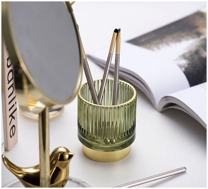 Vivolux | Elise Gold Foil Glas Makeup Halter & Organizer