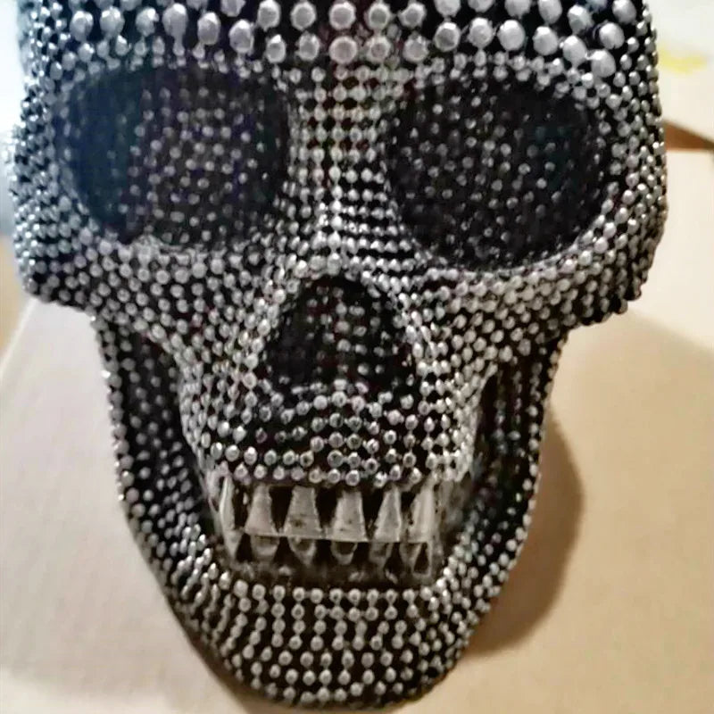Vivolux | BUF Große Silber/Gold Schädel Statue Harz Handwerk Dekorative Ornamente Halloween Dekoration Skulptur Wohnkultur Figuren