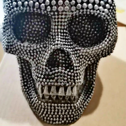 Vivolux | BUF Große Silber/Gold Schädel Statue Harz Handwerk Dekorative Ornamente Halloween Dekoration Skulptur Wohnkultur Figuren