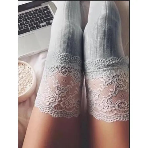 Vivolux Woll Kniestrümpfe mit Spitze