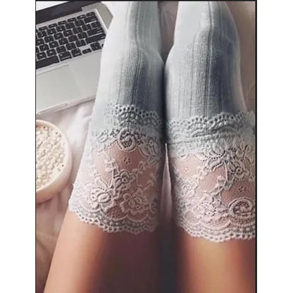 Vivolux Woll Kniestrümpfe mit Spitze