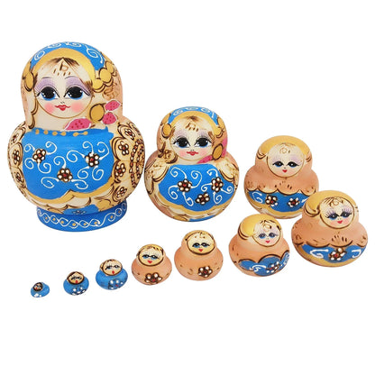 Vivolux | 10 Stück/Set Holz Russische Matroschka Puppen