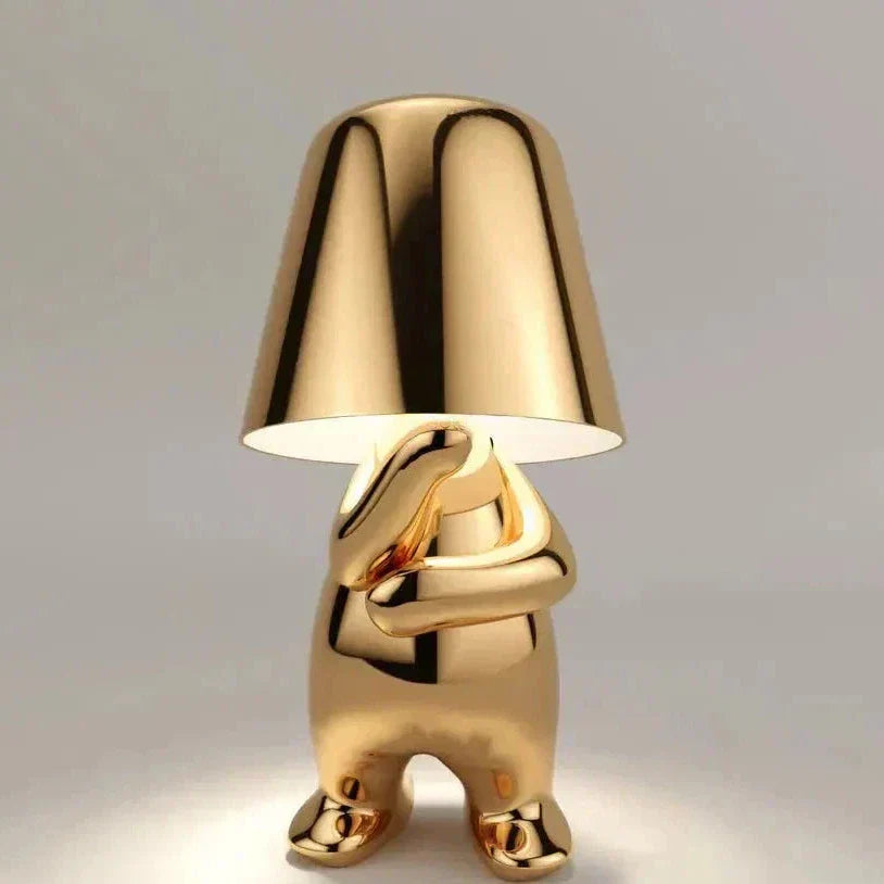 Vivolux | Goldene Man LED Denker Tischlampe – Verspielt Nachttischlampe für Schlafzimmer & Dekor