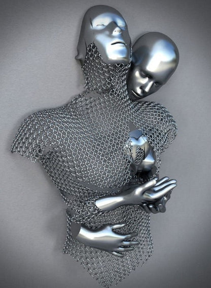 Vivolux | Metallfigur Statues Stile Abstraktes Leinwandgemälde Paare Wandkunst Liebes-Skulptur Poster Druck Wohnkultur Wohnzimmer Geschenke