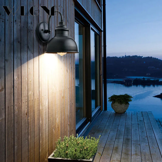 Vivolux | Wasserdichte Retro Außen Garten Veranda Wandlampe: Vintage Eisen Wandleuchte für Gang, Treppe, Innenhof, Balkon, Villa