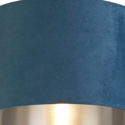 Vivolux | Teal Blue Velvet Vintage Easy Fit Drum Shade mit Silber Innenseite 28cm