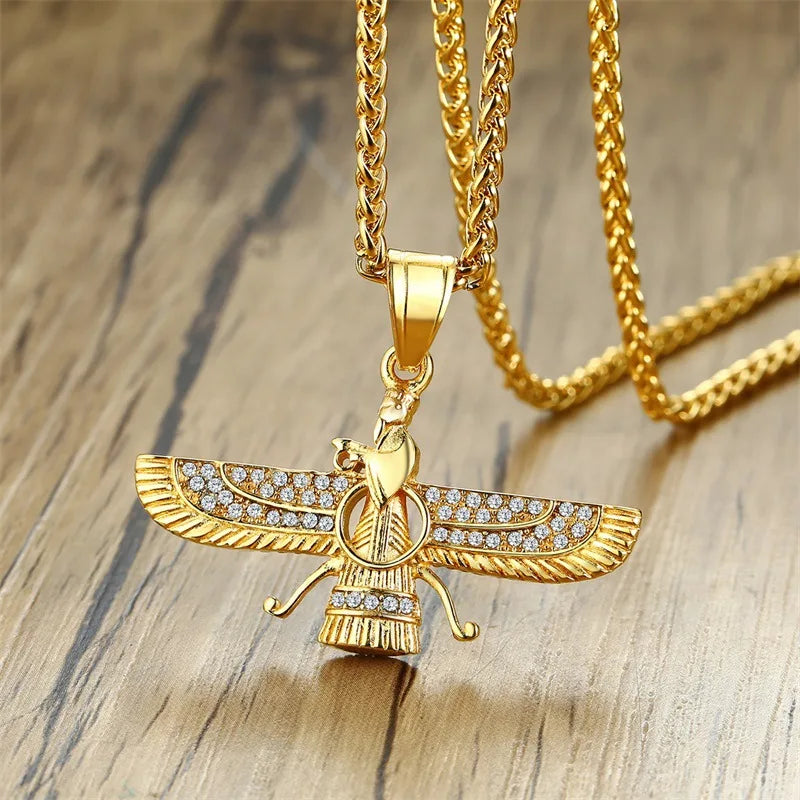 Vivolux | Rhinestone Ahura Mazda Zoroastrian Anhänger Halskette