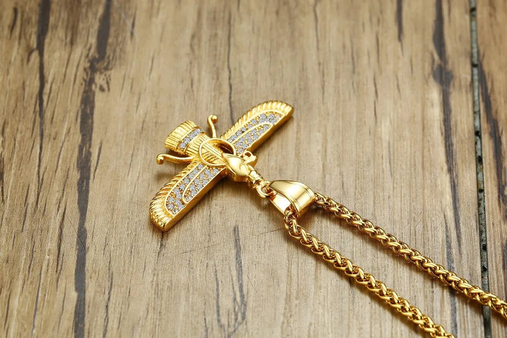 Vivolux | Rhinestone Ahura Mazda Zoroastrian Anhänger Halskette