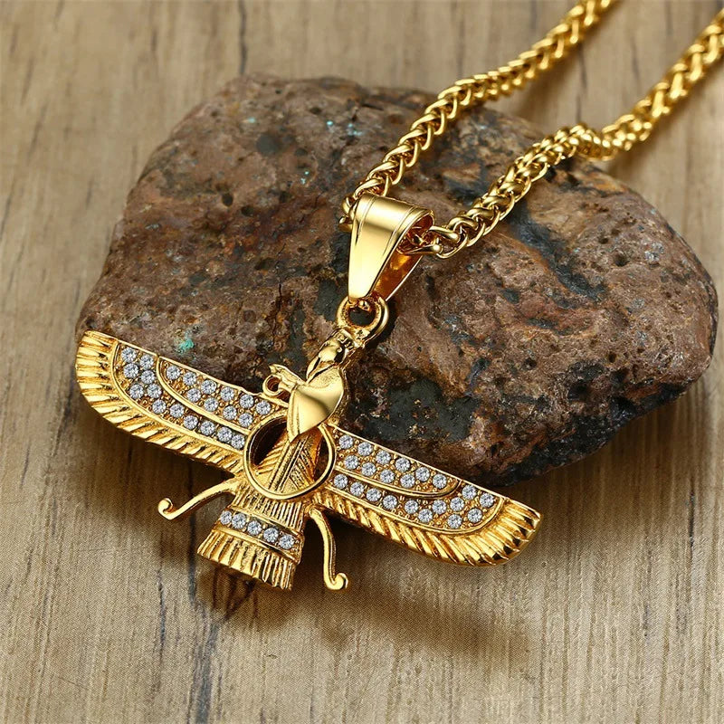 Vivolux | Rhinestone Ahura Mazda Zoroastrian Anhänger Halskette