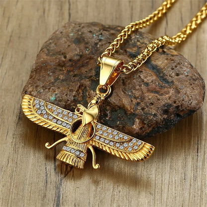 Vivolux | Rhinestone Ahura Mazda Zoroastrian Anhänger Halskette