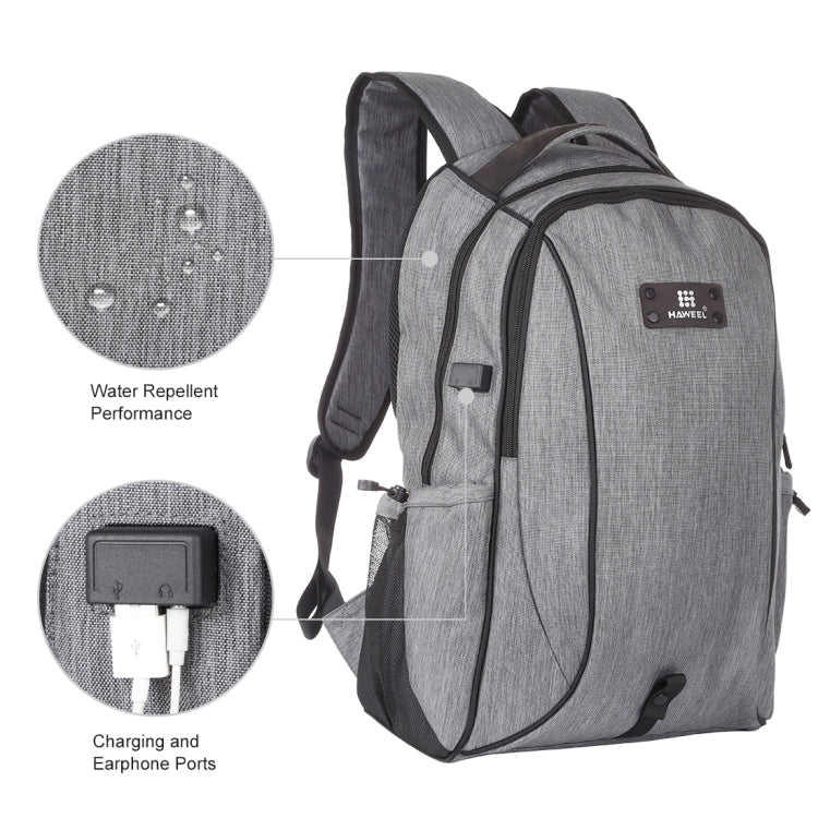 Vivolux | HAWEEL Outdoor Tragbarer Canvas Doppelschulter Laptop Rucksack (Grau)
