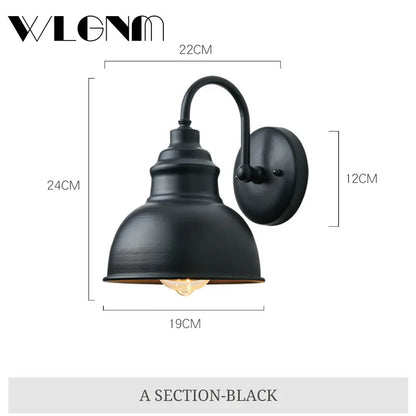 Vivolux | Wasserdichte Retro Außen Garten Veranda Wandlampe: Vintage Eisen Wandleuchte für Gang, Treppe, Innenhof, Balkon, Villa