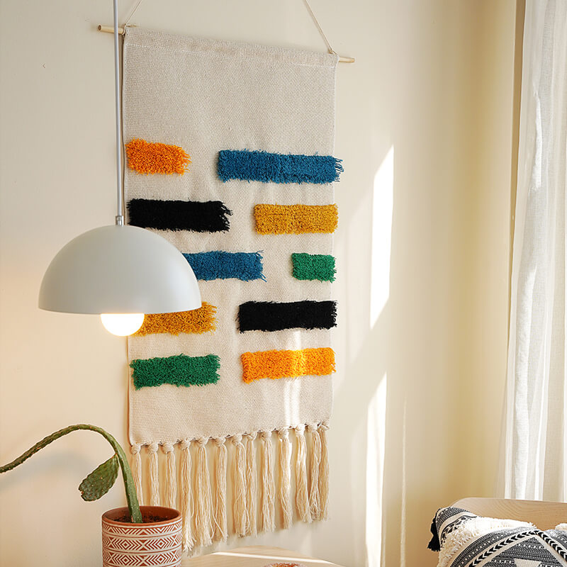 Vivolux | Handgewebte geometrische Muster Quasten Wandbehang