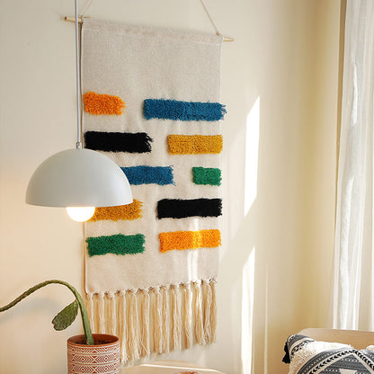 Vivolux | Handgewebte geometrische Muster Quasten Wandbehang