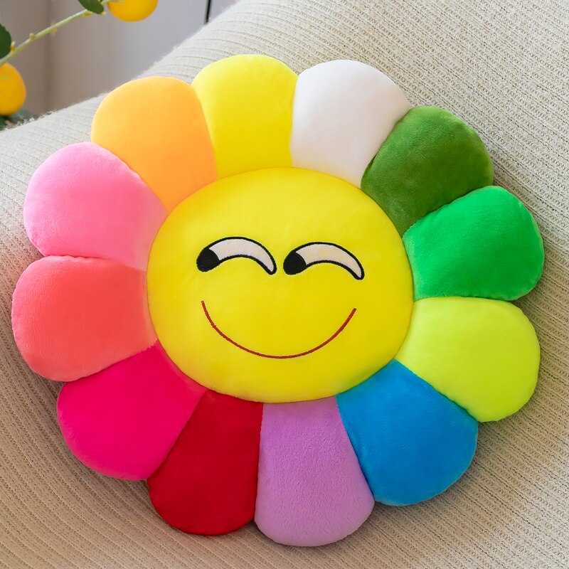 Vivolux | Farbenfrohes Sonnenblumen-Plüschbequemsitzkissen