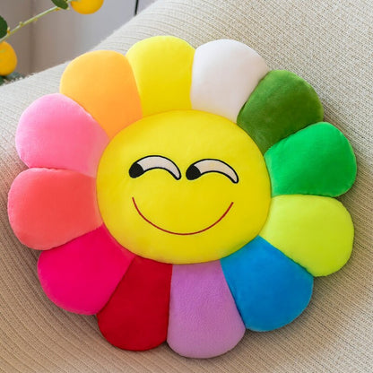 Vivolux | Farbenfrohes Sonnenblumen-Plüschbequemsitzkissen