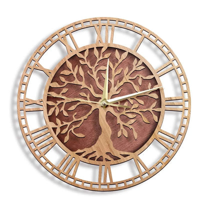 Vivolux | WoodArt | Rustikale Wanduhr aus Holz im Vintage-Stil