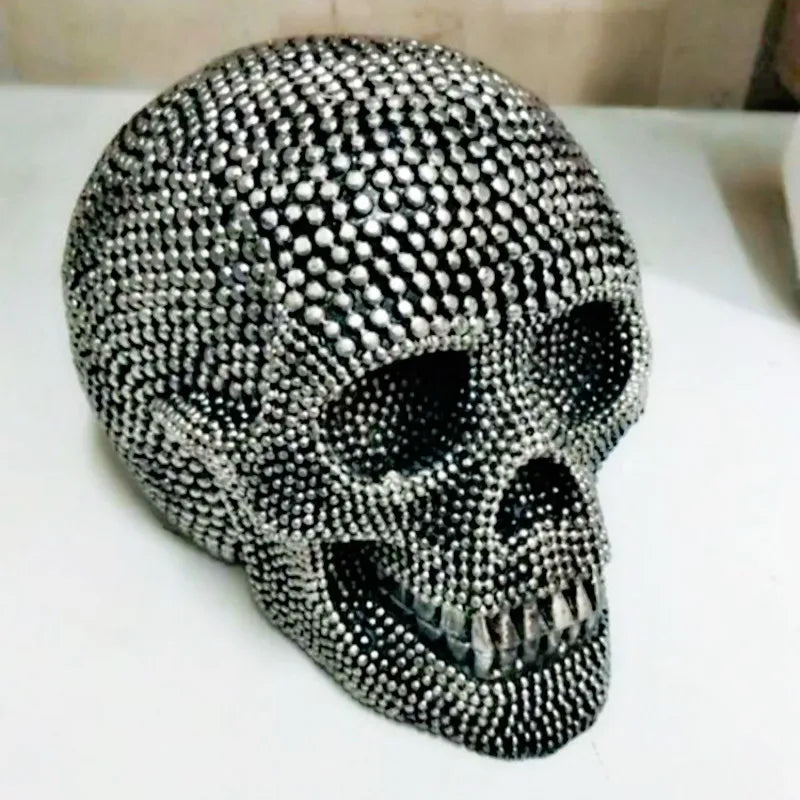 Vivolux | BUF Große Silber/Gold Schädel Statue Harz Handwerk Dekorative Ornamente Halloween Dekoration Skulptur Wohnkultur Figuren