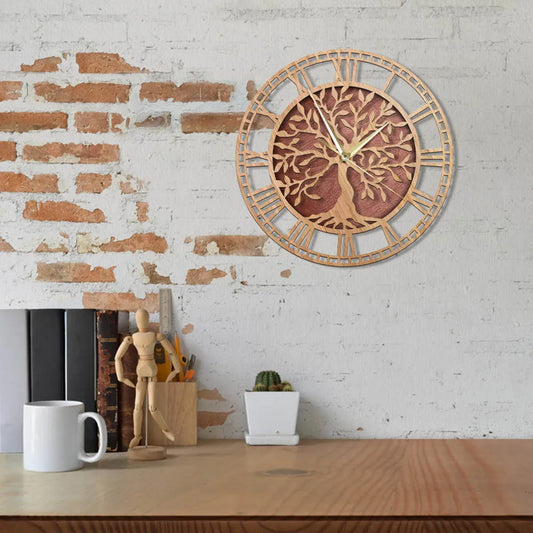 Vivolux | WoodArt | Rustikale Wanduhr aus Holz im Vintage-Stil