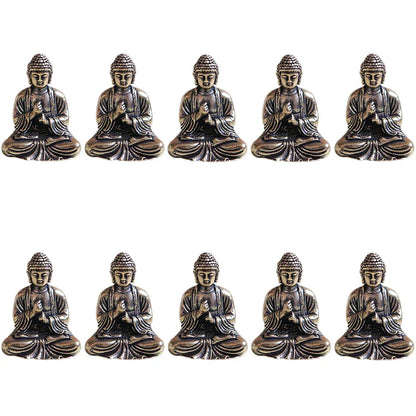 Vivolux | 10 Stück Mini Messing sitzende Buddha Statue Figur für Reise Buddhismus Anbetung Zuhause Büro Schreibtisch Dekoration