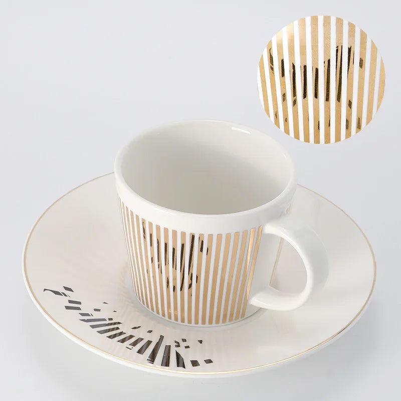 Vivolux | Kreative dynamische Spiegelreflexbecher Leopard anamorpher Zebra-Becher Luycho Kaffee Tee Becher Set mit Untersetzer 90ml-225ml