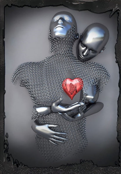 Vivolux | Metallfigur Statues Stile Abstraktes Leinwandgemälde Paare Wandkunst Liebes-Skulptur Poster Druck Wohnkultur Wohnzimmer Geschenke