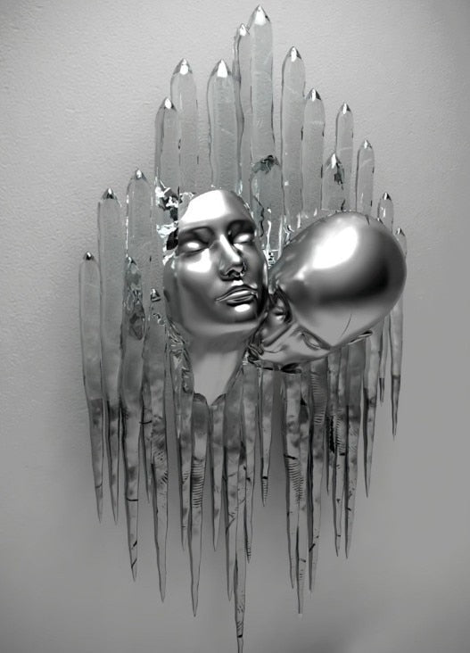 Vivolux | Metallfigur Statues Stile Abstraktes Leinwandgemälde Paare Wandkunst Liebes-Skulptur Poster Druck Wohnkultur Wohnzimmer Geschenke