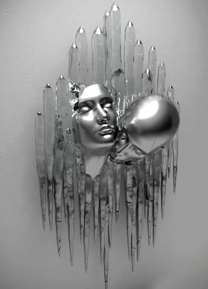 Vivolux | Metallfigur Statues Stile Abstraktes Leinwandgemälde Paare Wandkunst Liebes-Skulptur Poster Druck Wohnkultur Wohnzimmer Geschenke