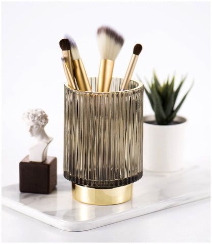 Vivolux | Elise Gold Foil Glas Makeup Halter & Organizer