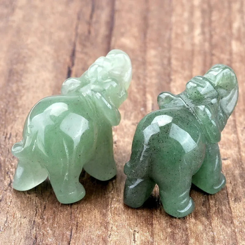 Vivolux | Grüner Aventurin Jade Stein Elefanten Statue