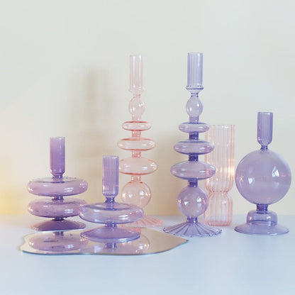 Vivolux | Lila Kerzenständer aus Glas