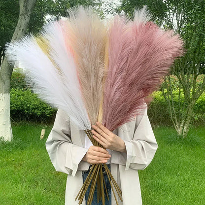 Vivolux | 5 Stück 100 cm Künstliches Pampasgras Trockenrohr Blumenstrauß Hochzeitsfeier Dekoration Zuhause Raum DIY Künstliche Pflanzen Dekorationsbedarf
