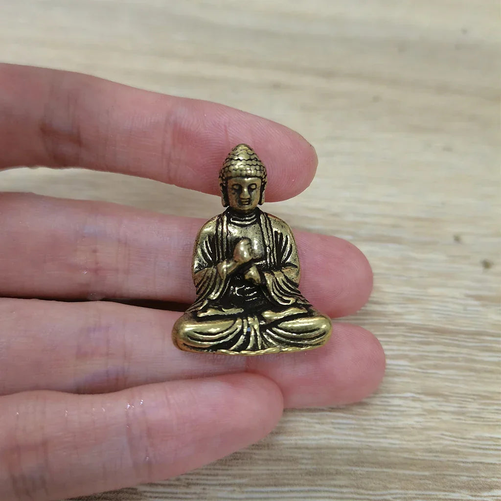 Vivolux | 10 Stück Mini Messing sitzende Buddha Statue Figur für Reise Buddhismus Anbetung Zuhause Büro Schreibtisch Dekoration