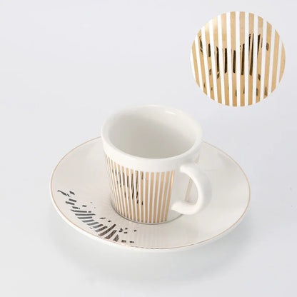 Vivolux | Kreative dynamische Spiegelreflexbecher Leopard anamorpher Zebra-Becher Luycho Kaffee Tee Becher Set mit Untersetzer 90ml-225ml