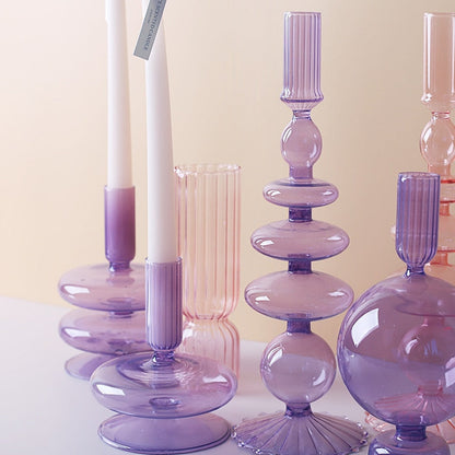 Vivolux | Lila Kerzenständer aus Glas
