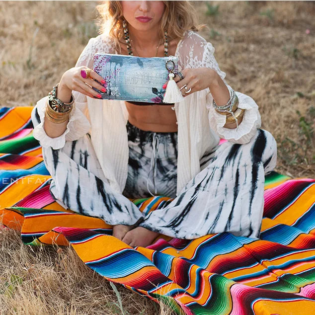 Vivolux | Boho Vibrant Mexikanische Serape Decke
