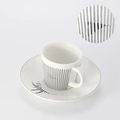 Vivolux | Kreative dynamische Spiegelreflexbecher Leopard anamorpher Zebra-Becher Luycho Kaffee Tee Becher Set mit Untersetzer 90ml-225ml