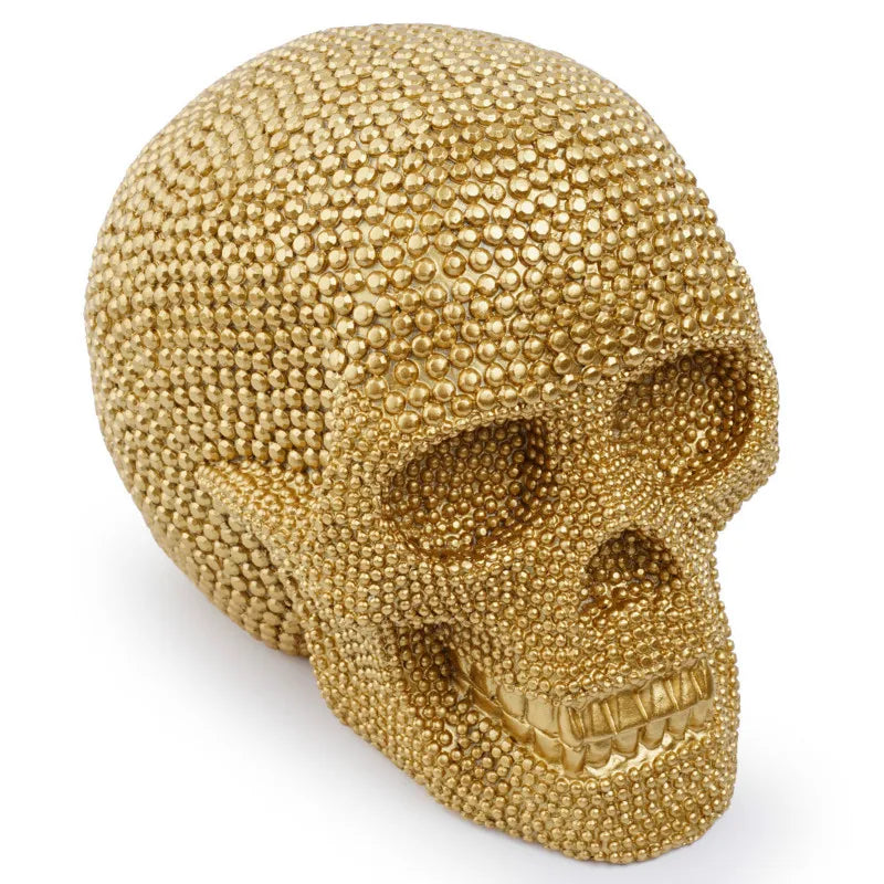 Vivolux | BUF Große Silber/Gold Schädel Statue Harz Handwerk Dekorative Ornamente Halloween Dekoration Skulptur Wohnkultur Figuren