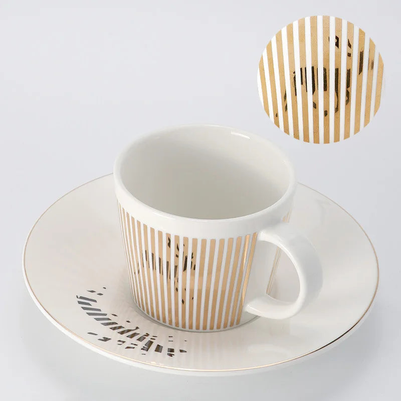 Vivolux | Kreative dynamische Spiegelreflexbecher Leopard anamorpher Zebra-Becher Luycho Kaffee Tee Becher Set mit Untersetzer 90ml-225ml