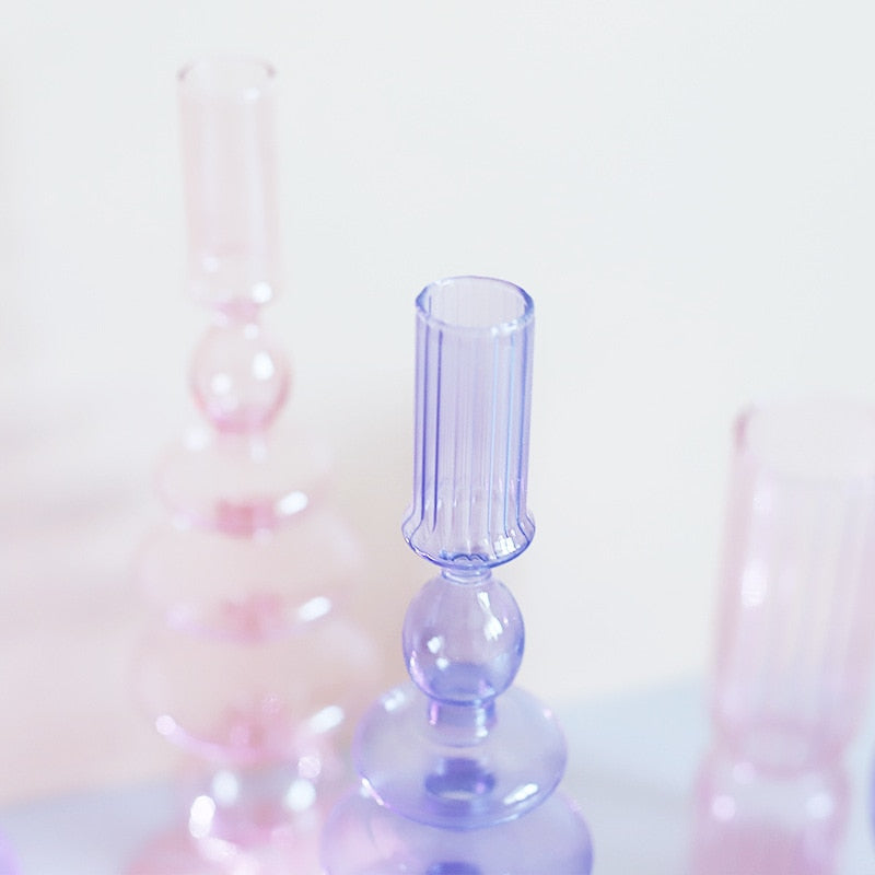 Vivolux | Lila Kerzenständer aus Glas