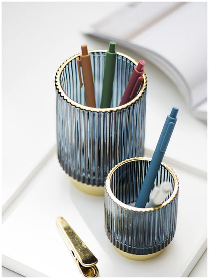 Vivolux | Elise Gold Foil Glas Makeup Halter & Organizer