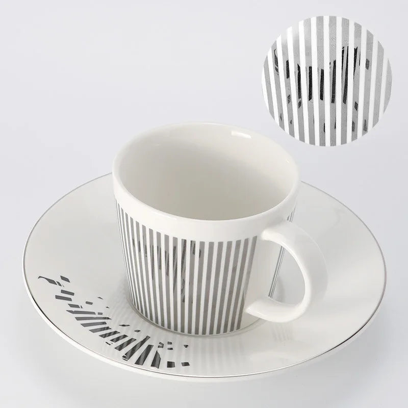 Vivolux | Kreative dynamische Spiegelreflexbecher Leopard anamorpher Zebra-Becher Luycho Kaffee Tee Becher Set mit Untersetzer 90ml-225ml