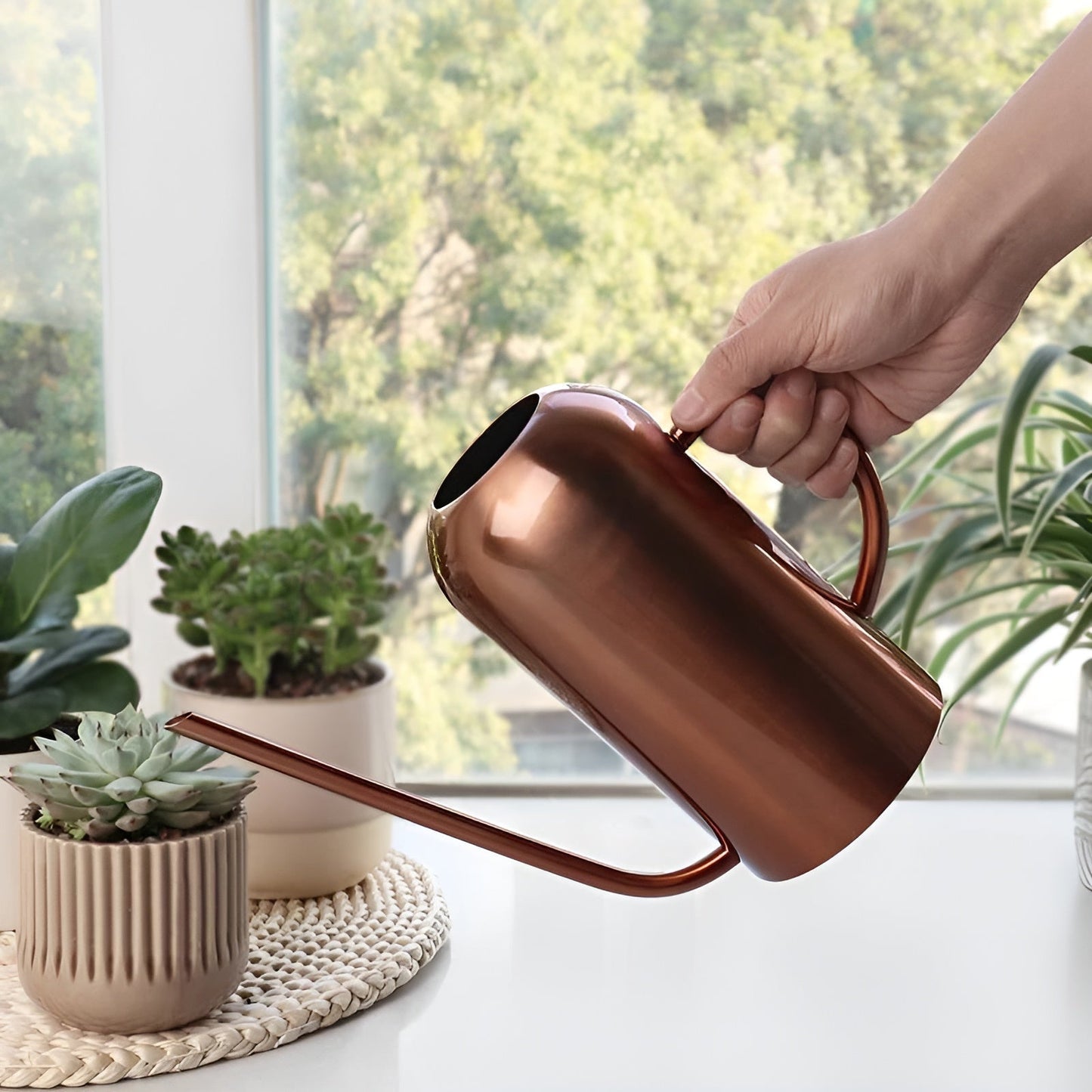 Vivolux | Edelstahl-Ausgießer - 1,5L lange Gießkanne für Pflanzen und Blumen