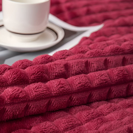 Vivolux | EliteWave Plaid - Ultrafluffy strukturierte korallfarbene Fleece-Decke