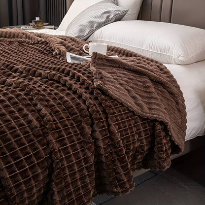 Vivolux | EliteWave Plaid - Ultrafluffy strukturierte korallfarbene Fleece-Decke