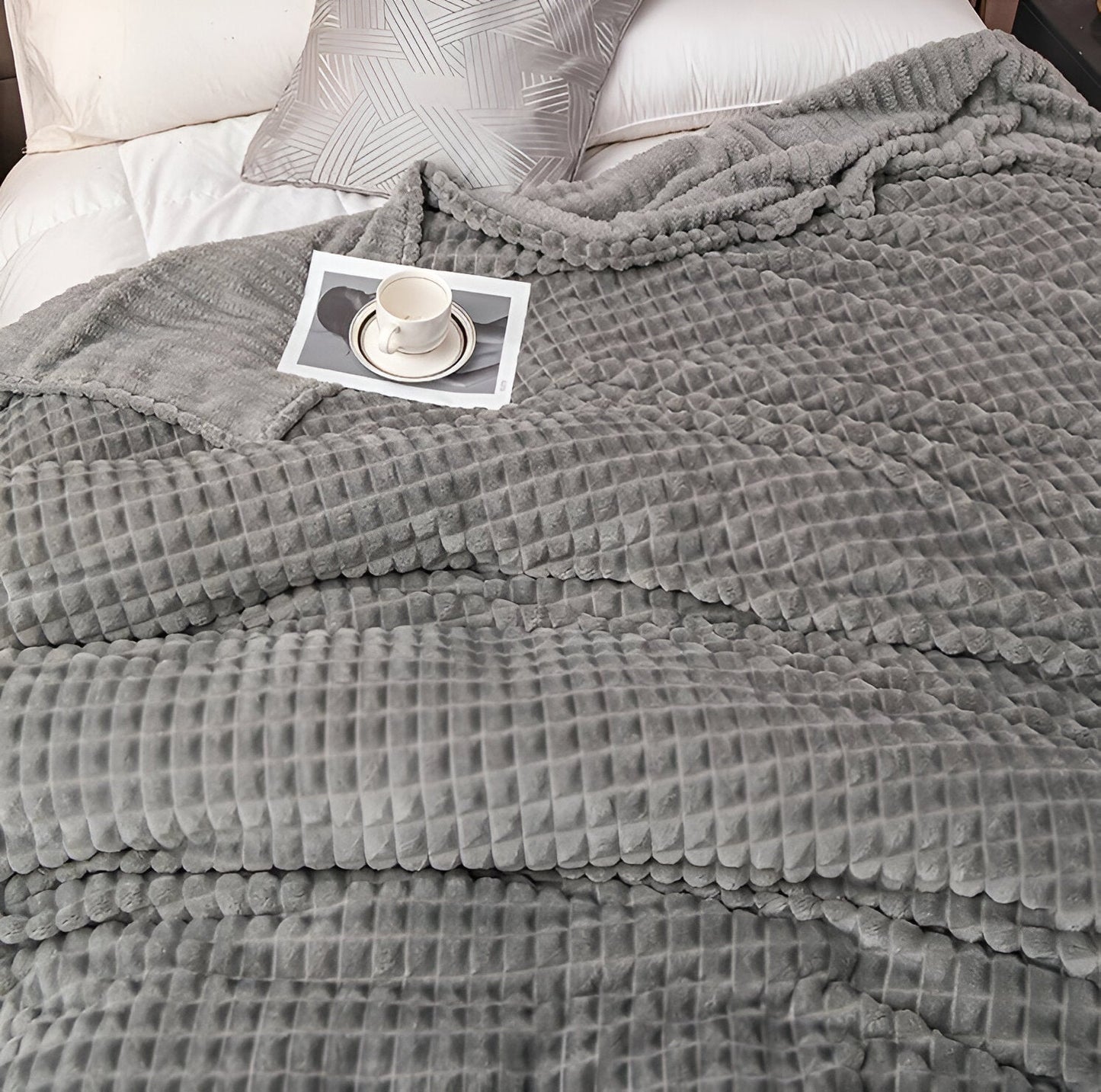 Vivolux | EliteWave Plaid - Ultrafluffy strukturierte korallfarbene Fleece-Decke