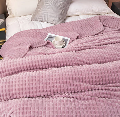 Vivolux | EliteWave Plaid - Ultrafluffy strukturierte korallfarbene Fleece-Decke