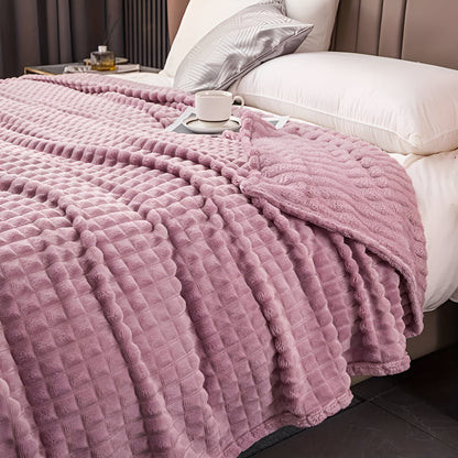 Vivolux | EliteWave Plaid - Ultrafluffy strukturierte korallfarbene Fleece-Decke