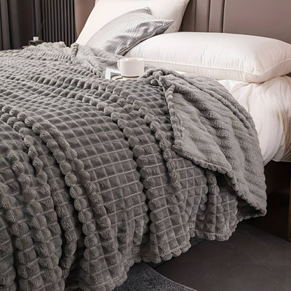 Vivolux | EliteWave Plaid - Ultrafluffy strukturierte korallfarbene Fleece-Decke